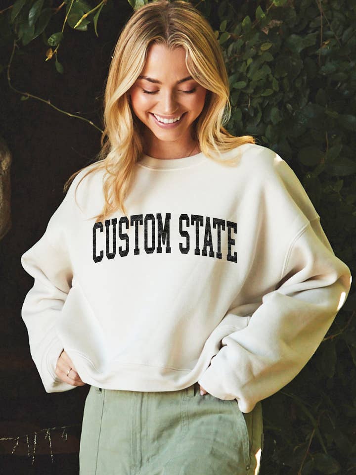 CUSTOM STATE Mid Graphic Sweatshirt for wholesale by OAT COLLECTIVE