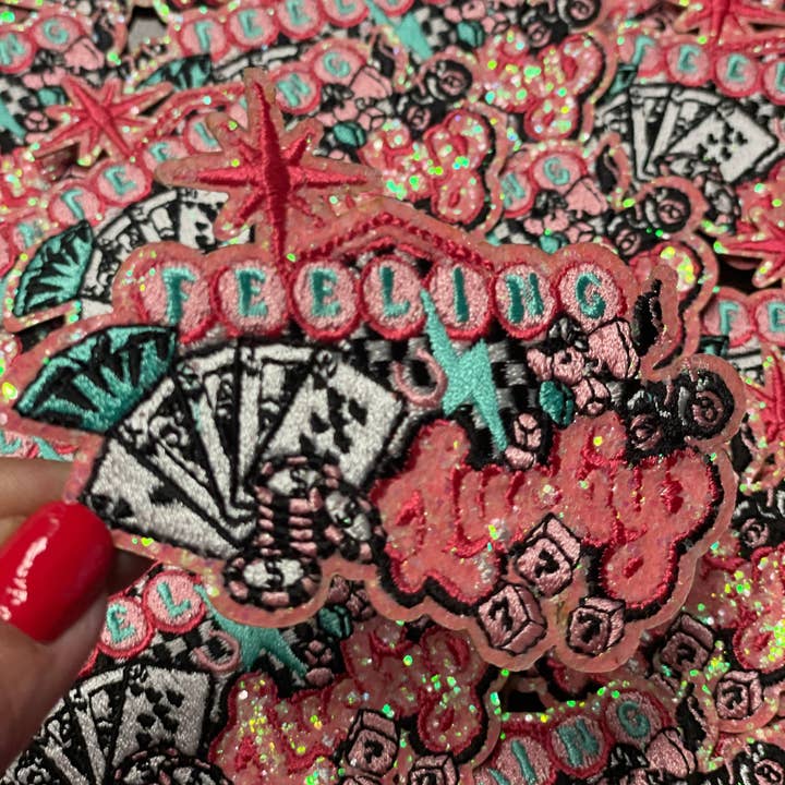 sequinandstiches – Emblema por atacado – Patch Feeling Lucky, Patch para Chapéus de Camionista, Patch Rosa, Patch Glitter, Patch Cowgirl, Patch Trendy, Patch Iron On, DIY2