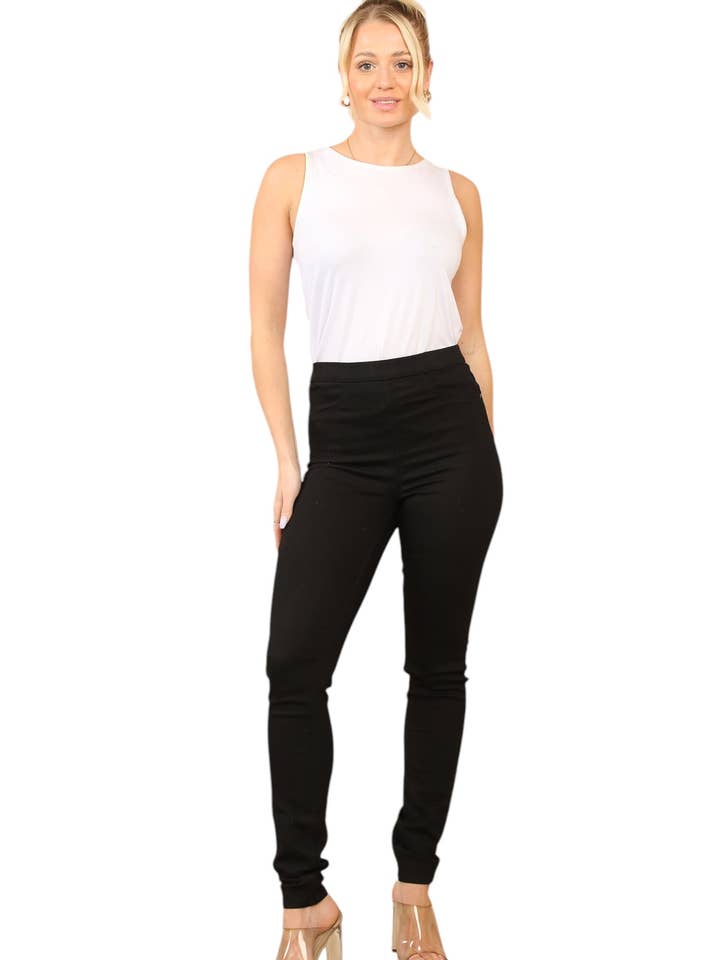 Women's Black High Waisted Skinny Fit Stretch Jeans Jeggings with Elasticated Waist for wholesale on Faire