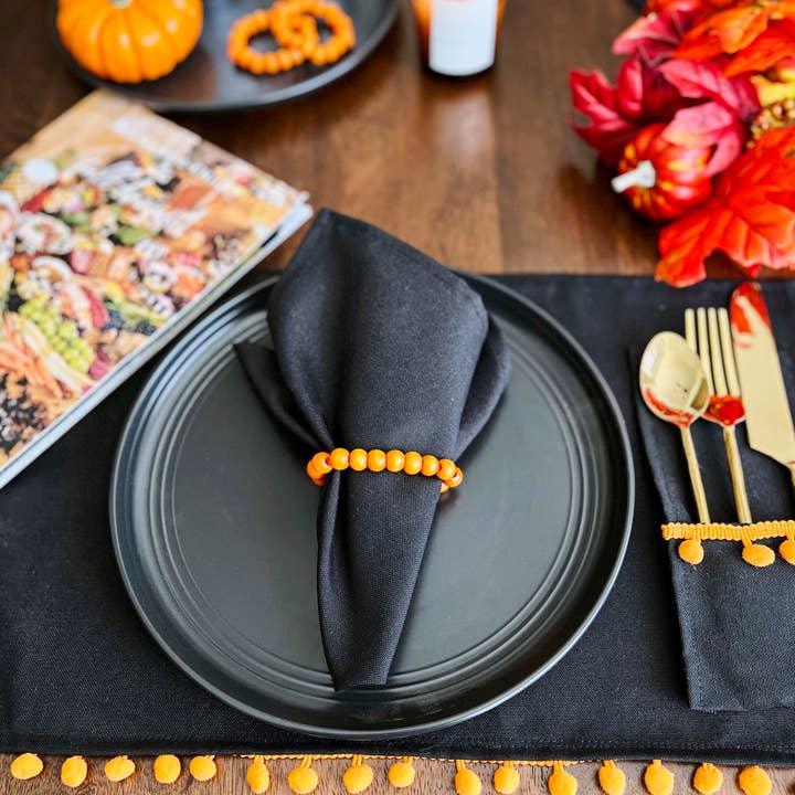 Uniq Favors - Wholesale Dinner & cloth napkin - Black Cotton Napkin Set of Four, Bulk Napkin Set6