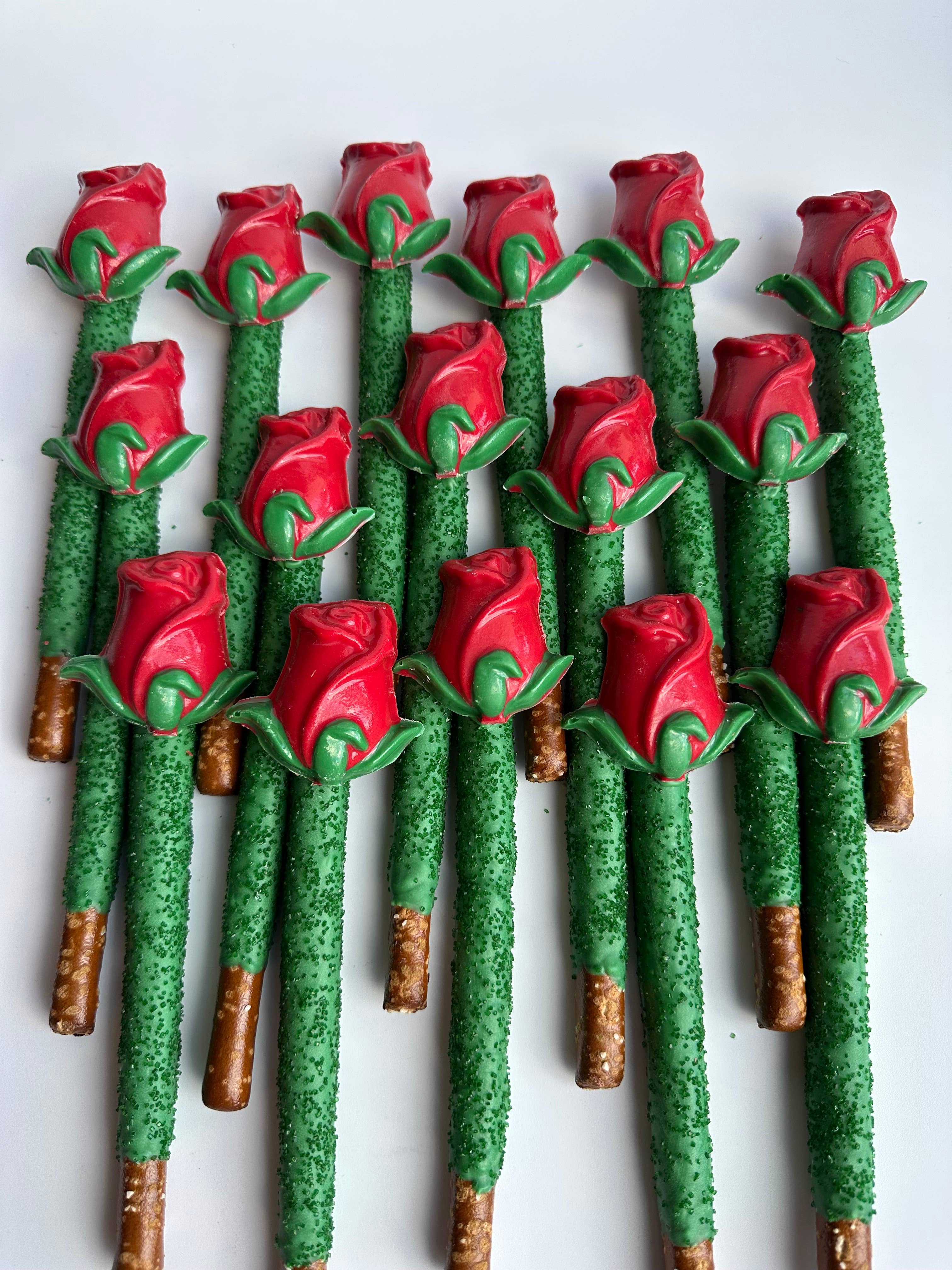 Delightful Chocolates - Wholesale Chocolate Covered Sweets - Long Stem Rose Chocolate Covered Pretzel Rods6