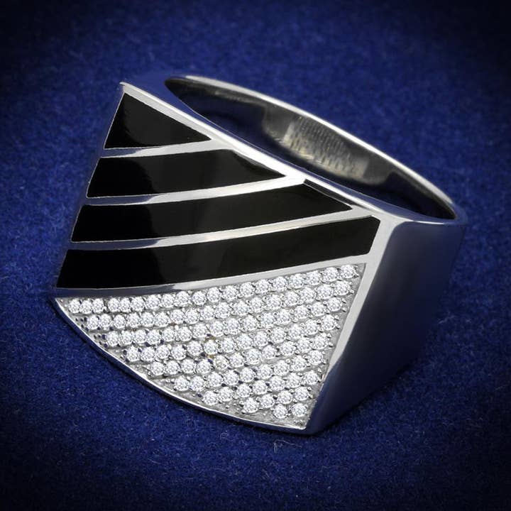 TS227 - Rodium 925 Sterling Silver Ring med AAA Grade CZ i klar för wholesale av Alamode