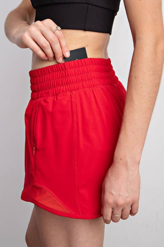 Sunday Morning - Vente Short de sport – femme - Shorts à taille smockée avec empiècement en mesh sur les côtés30