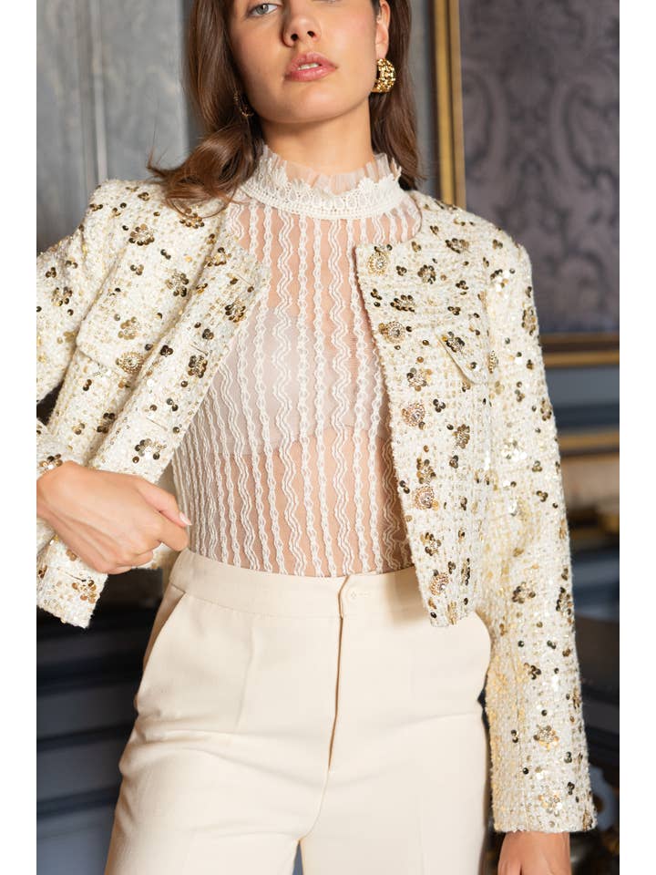 CHOKLATE PARIS - Wholesale Jacket – Women's - Jenny short sequin tweed jacket - CK08346-55