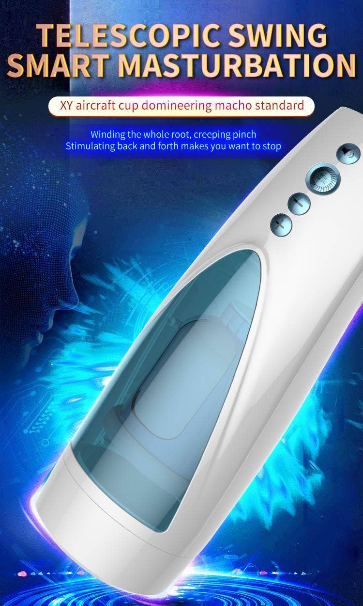 Kinky Pleasure - Wholesale Sex Toy - Foxshow - 63-00041 - Big size - 32 Cm - Masturbator cup - Vibrating, Rotating and Flashing Masturbation - USB rechargeable - 10 speed + 10 Function / Talk Mode - Dia outside 10 cm - Luxury Giftbox - white /with blue6