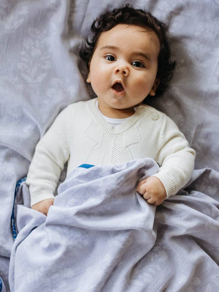 muslin baby blanket in lapis for wholesale by Lekha