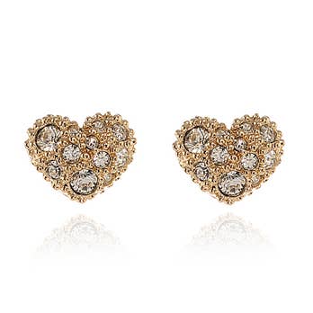 Cachet Pom Pom Heart Earrings 18ct Gold Plated for wholesale by Cachet London
