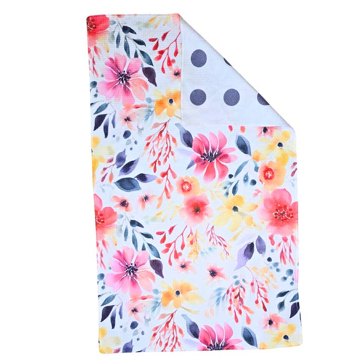 Berry Sweet Towels - Wholesale Tea Towel - Flower Pretty Microfiber Hand Towel - Waffle Weave 18x30"1