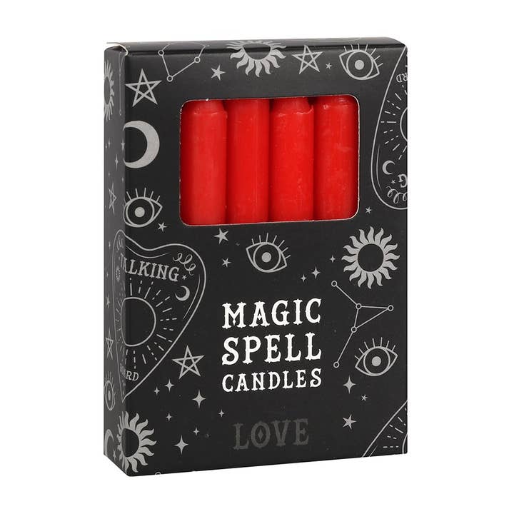 Something Different Wholesale - Wholesale Tapered Candle/Candlestick - Set of 12 Red 'Love' Magic Spell Candles