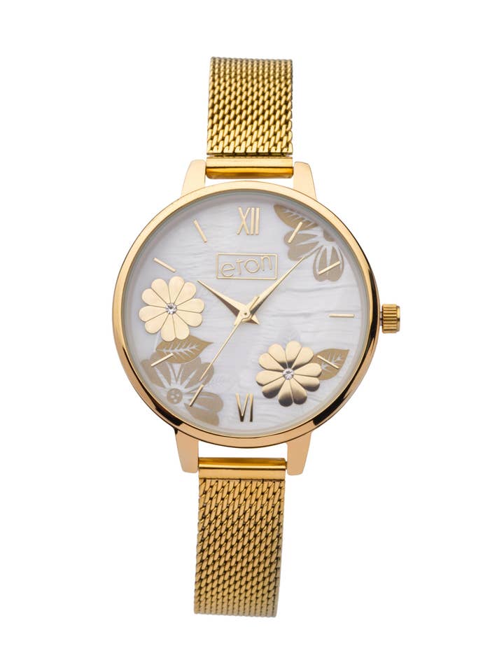 Elegant Floral Embossed Women's Wrist Watch for wholesale by Eton Watches