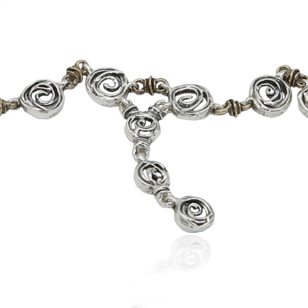 Mandile Gioielli - Vendita all'ingrosso Collane a catena e maglie - Collana lunga spirali argento 925 e bronzo - CA0703