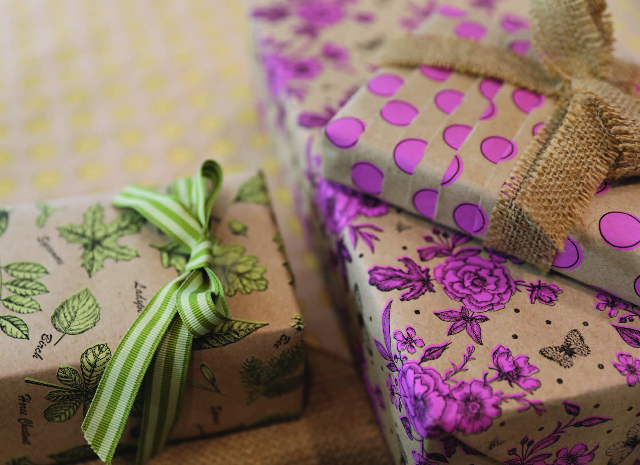 The Unique Paper Company - Wholesale Flat Wrap - Eco-friendly Botanical FSC™ recycled Kraft wrapping paper6