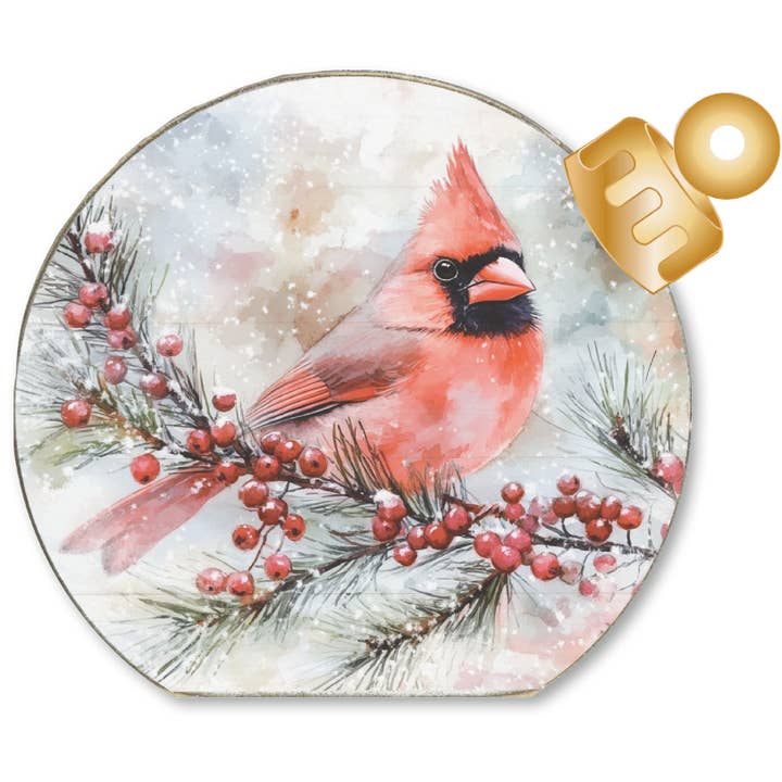 ORNAMENT DECORATIVE TABLETOP SITTER- WATERCOLOR CARDINAL for wholesale by Jarmz Designs