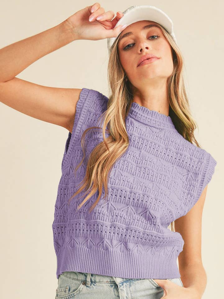 KNIT POINTELLE SWEATER VEST MSW10059 for wholesale by &MERCI