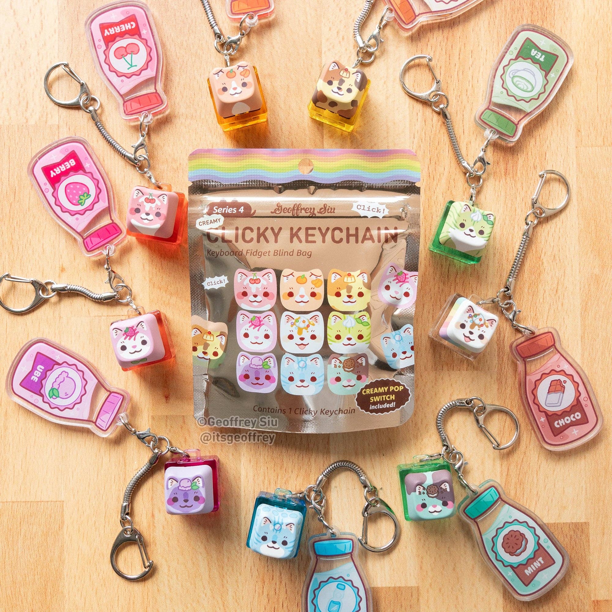 Geoffrey Siu Art LLC - Wholesale Keychain - Unisex - Series 4 Creamy Clicky Keychain Blind Bag4