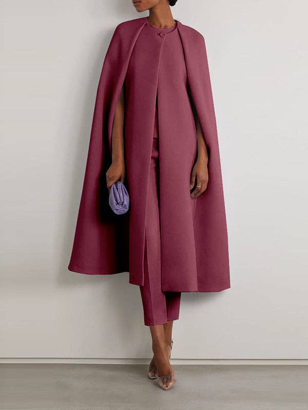 UZ Wholesale Store – Conjunto de top e calça (roupa NÃO Casual) - Mulher por atacado – Conjunto de capa e calças com manga curta e decote redondo em cor lisa