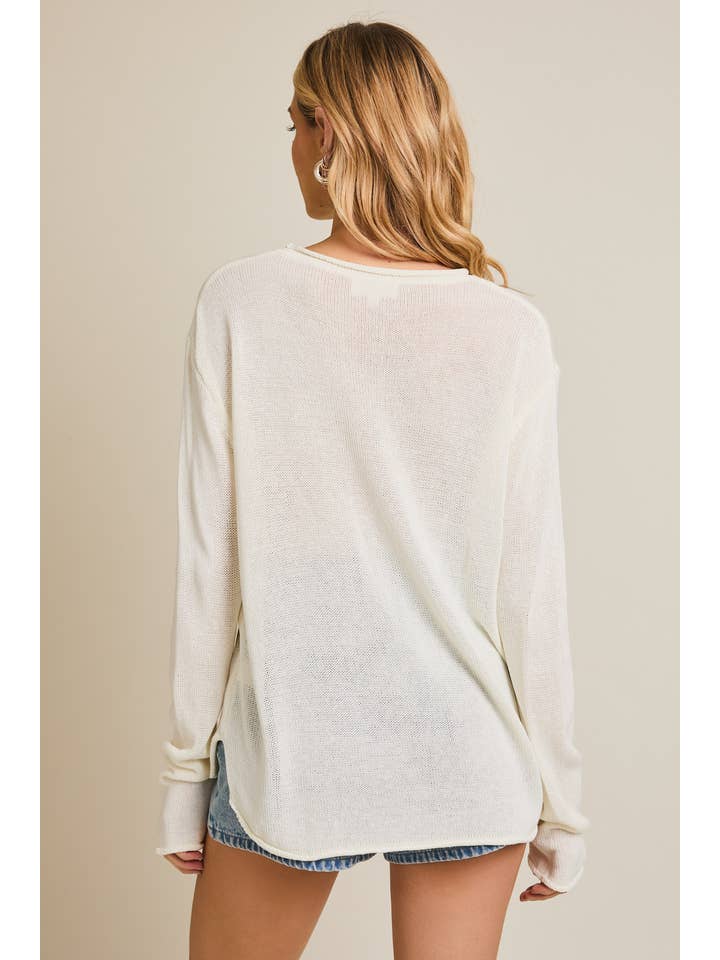 GILLI - Wholesale Knit Sweater - Women's - ROUND NECK LONG SLEEVE "BEACH" LIGHT WEIGHT SWEATER