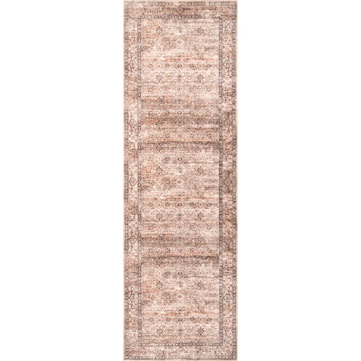 Taupe Myrtle Vintage Machine Washable Area Rug for wholesale on Faire