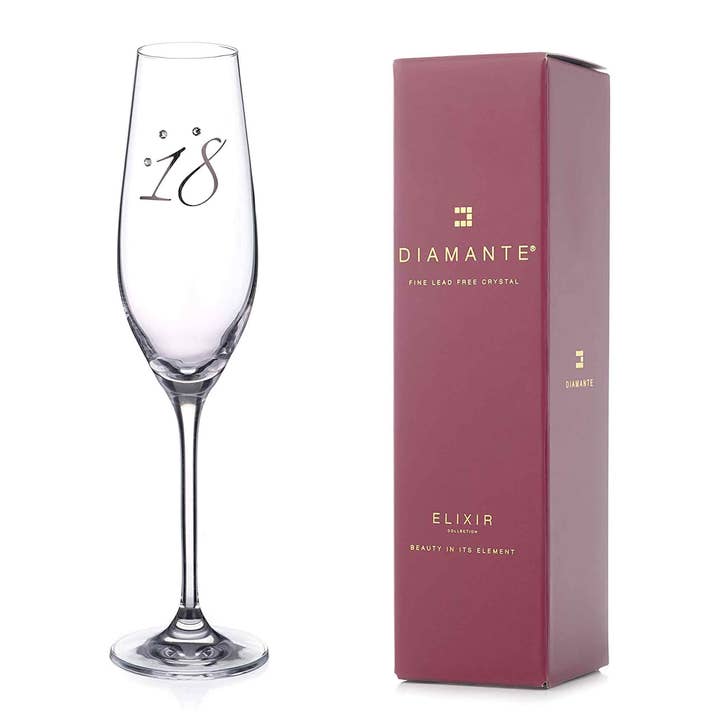 DIAMANTE - Wholesale Champagne Flute - 18th Birthday Champagne Glass – Adorned With Crystals By Sw