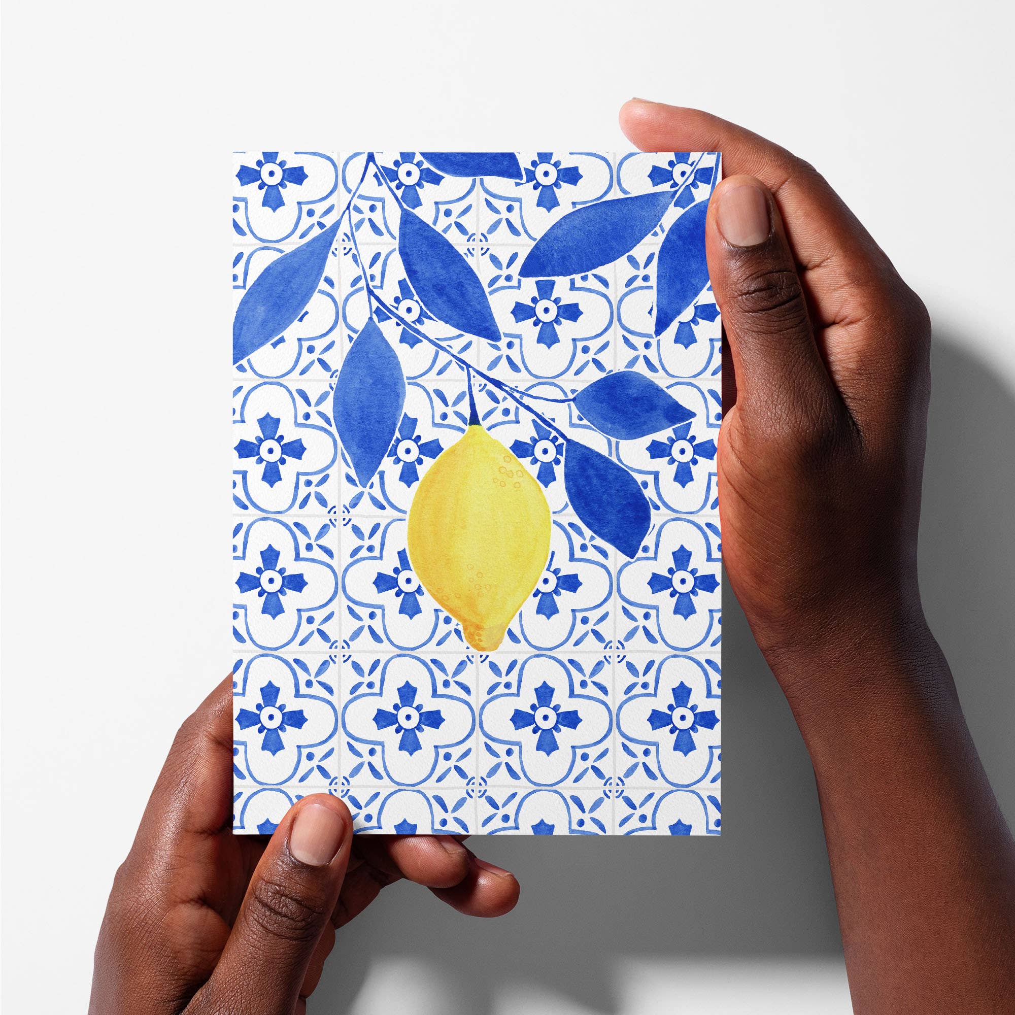 Calex Studio - Wholesale Everyday Greeting Card - Amalfi Lemon & Blue Tile - Blank Greeting Card2