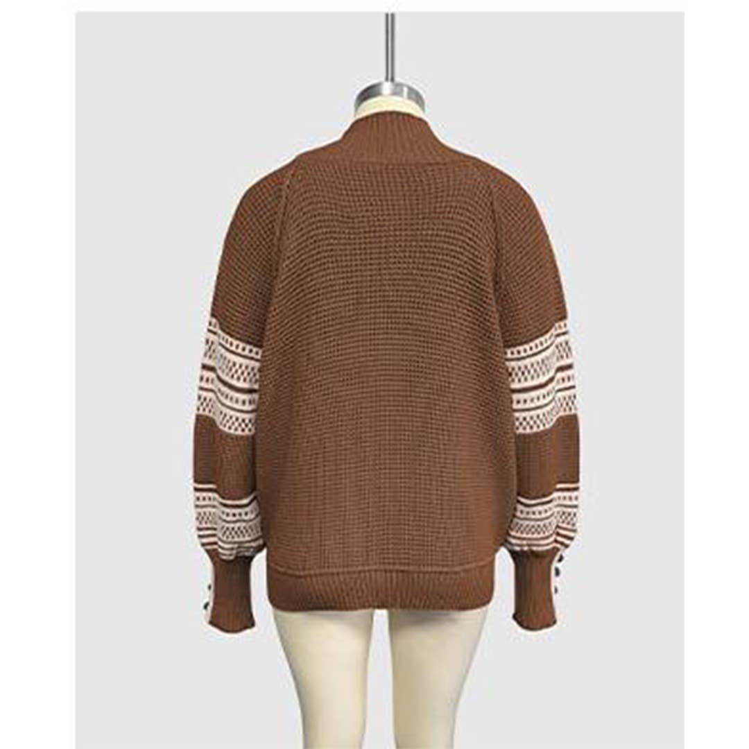 UNISHE - Wholesale Knit Sweater - Women's - Knitted Contrast Half Turtleneck Pullover Sweater SF1325