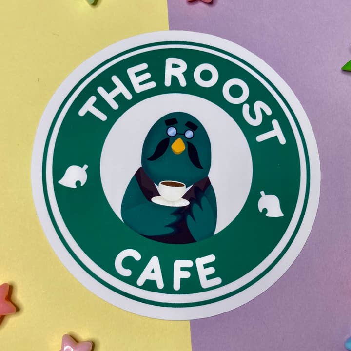 The roost café Brewster vinyl sticker| Animal Crossing for wholesale by The little birdee co