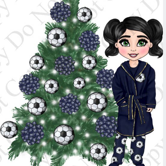 RST Prints – Engroshandel Julekunst til væggen – UV - Girl Navy Fodbold med Tree Dolly