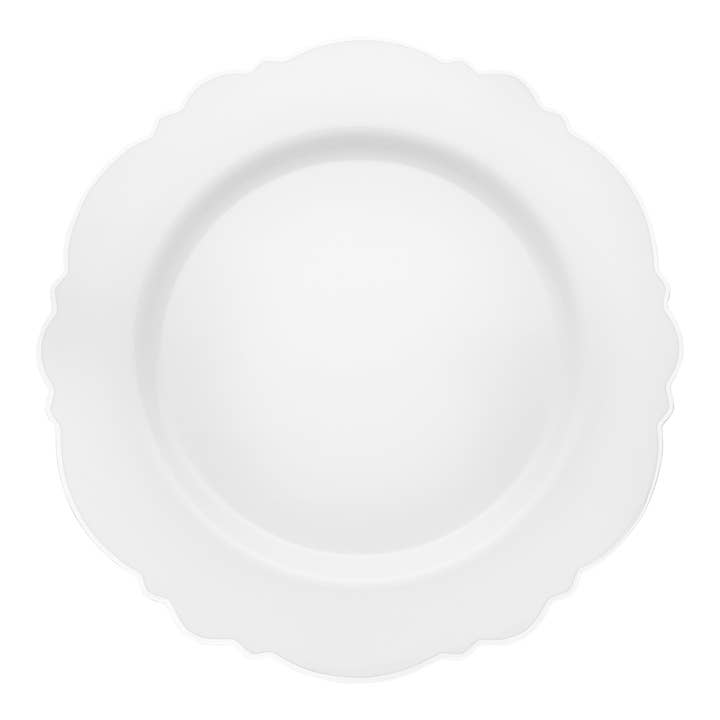 10,25" Hvide Tallerkener med Sølvkant og Blomstermotiv - 10 stk. for engroshandel hos Smarty had a Party