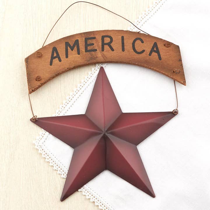 Factory Direct Craft - Wholesale Ornament Set - 7" Primitive "America" Star Ornament