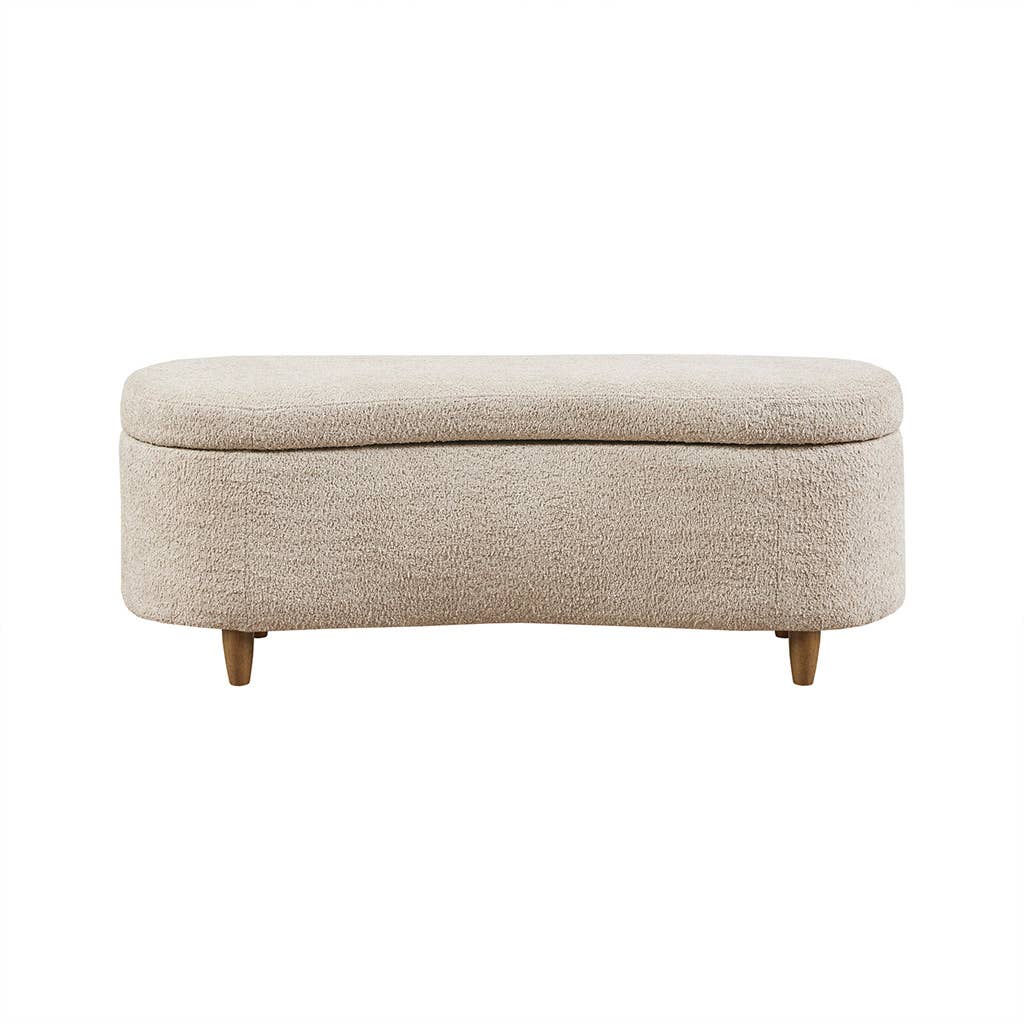 Olliix - Vente Bancs - Banc de rangement rabattable Boucle, taupe clair5