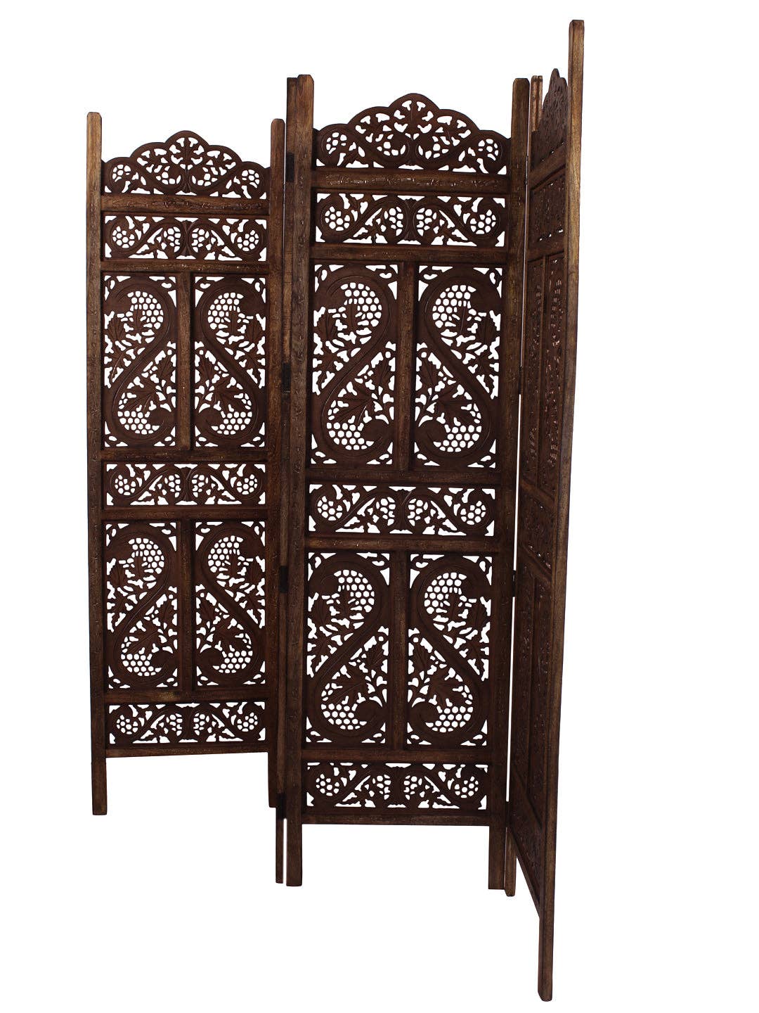 iAnanas - Wholesale Room Divider - Mango Wood Room Divider - 5 Panel Floral Handmade Screen, Privacy Screen & Decoration for Living Room, Bedroom, Balcony & Office - Brown (254x3x180 cm)2