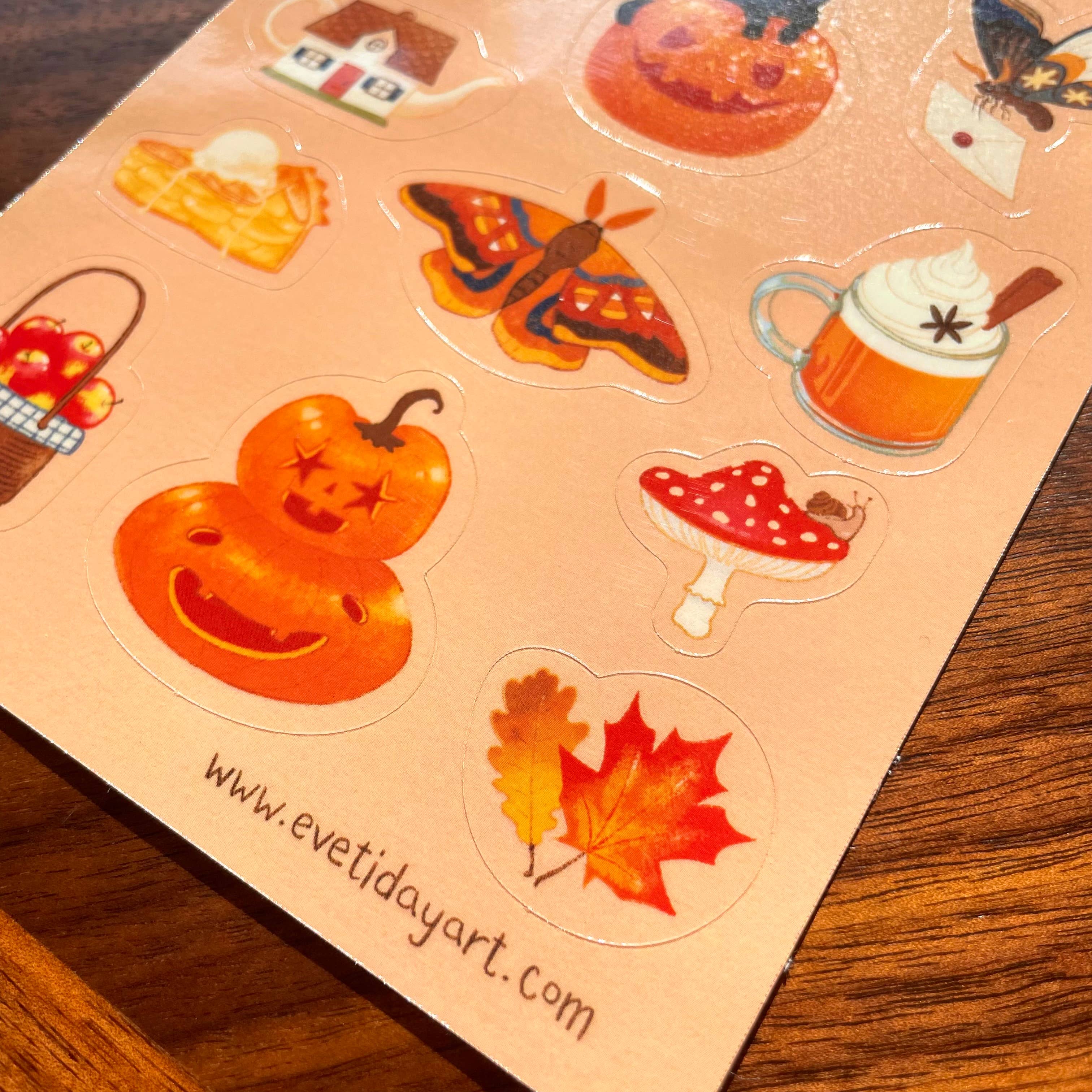 Tiday Art - Wholesale Sticker - Fall and Halloween Vinyl Sticker Sheet - 5x7” Size2
