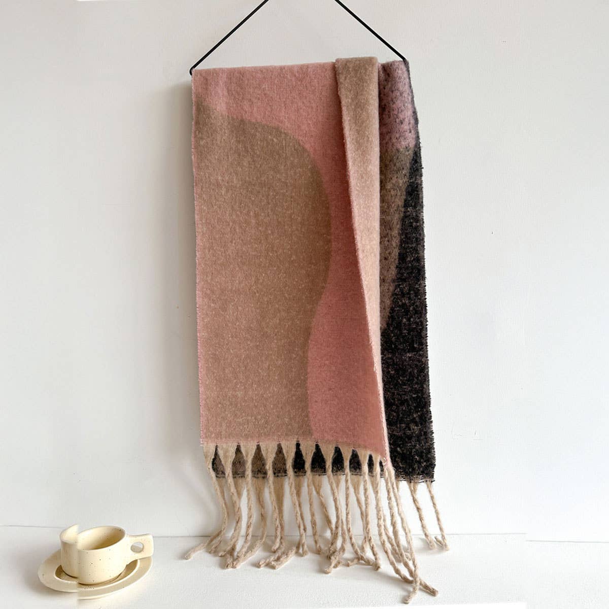 ACCITY - Wholesale Scarf - Women's - Geometric Fringe Wool Scarf,Thick Colorblock Shawl_CWASC09782