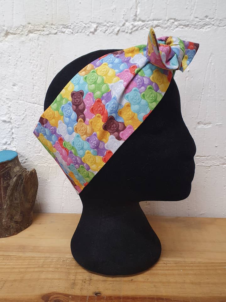 Gummy Bear Sweet treat headscarf hair wrap for wholesale by Aye Aye