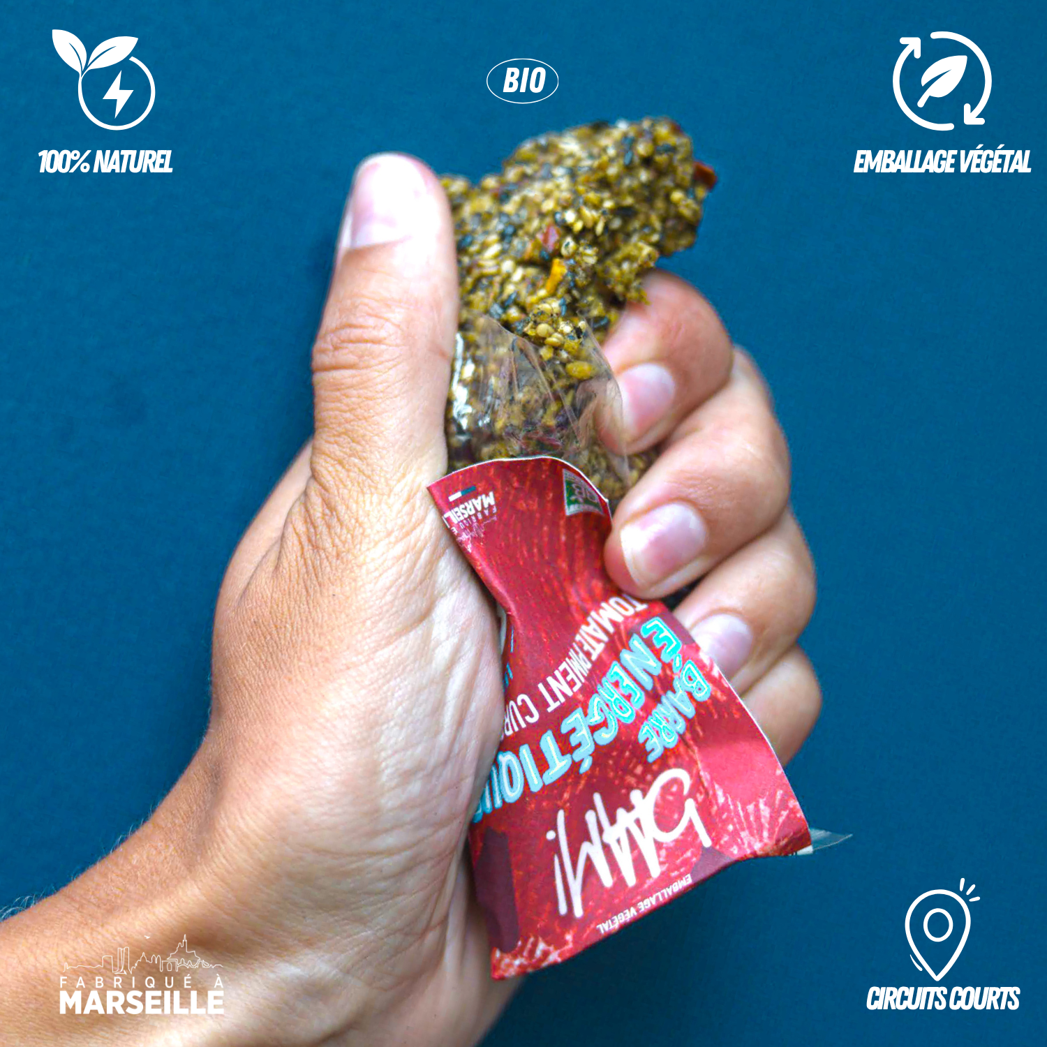 bAAM! - Wholesale Snack Bar - Savory organic energy bar (40g) - TOMATO CHILI TURMERIC 🌶2