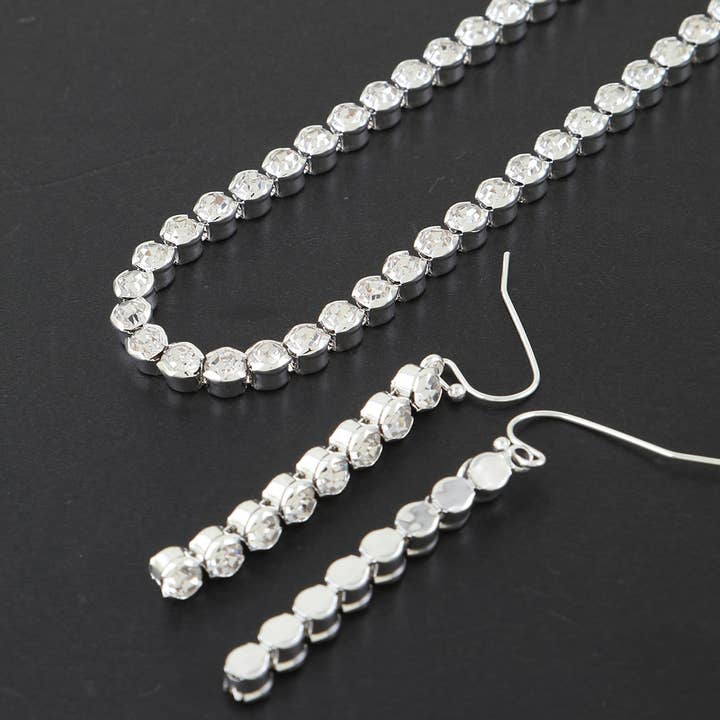 3AM BY H&D ACCESSORIES - Wholesale Jewelry Set - Bejeweled Rhinestone Choker Necklace N Earrings Set2