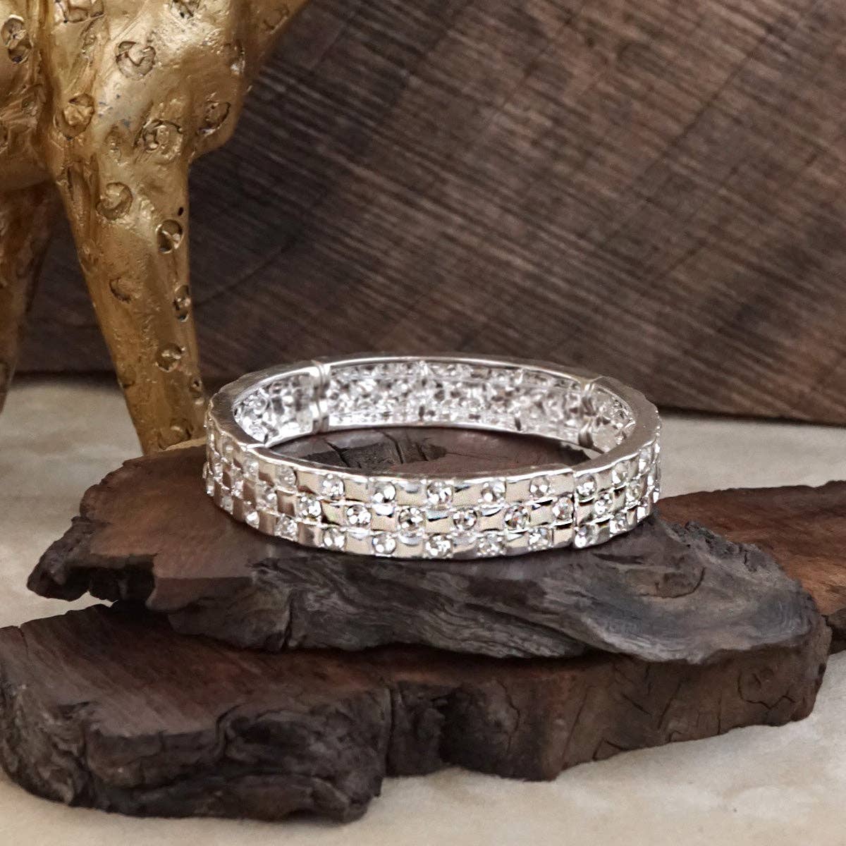 PennyLine inc - Vente Bracelet jonc - Luxe Check – Bracelet extensible en cristal à carreaux1