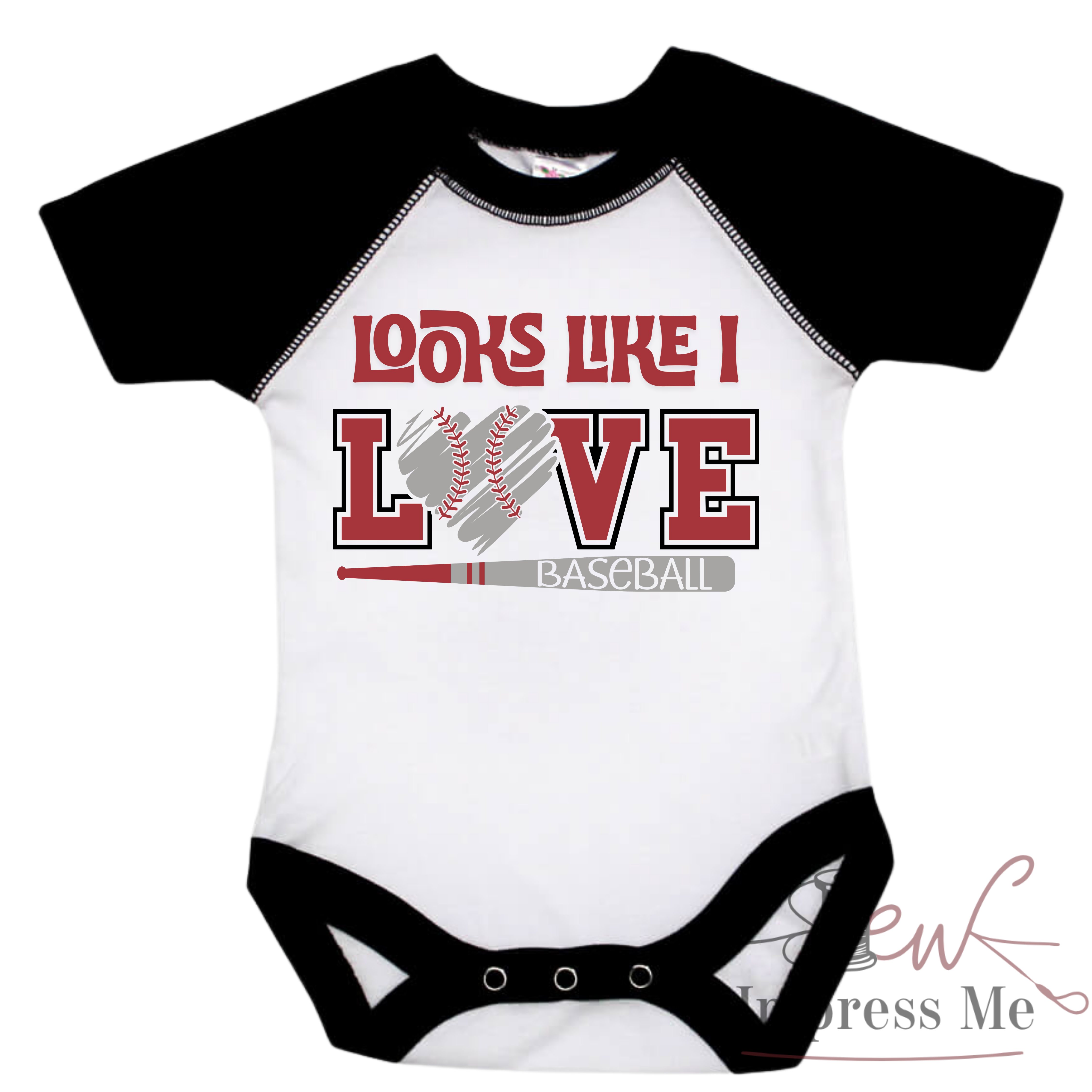 Sew Impress Me - Wholesale Bodysuit (Non-Footed) - Baby - "Looks Like I" Love Baseball Sport Onesie | Baby Apparel2