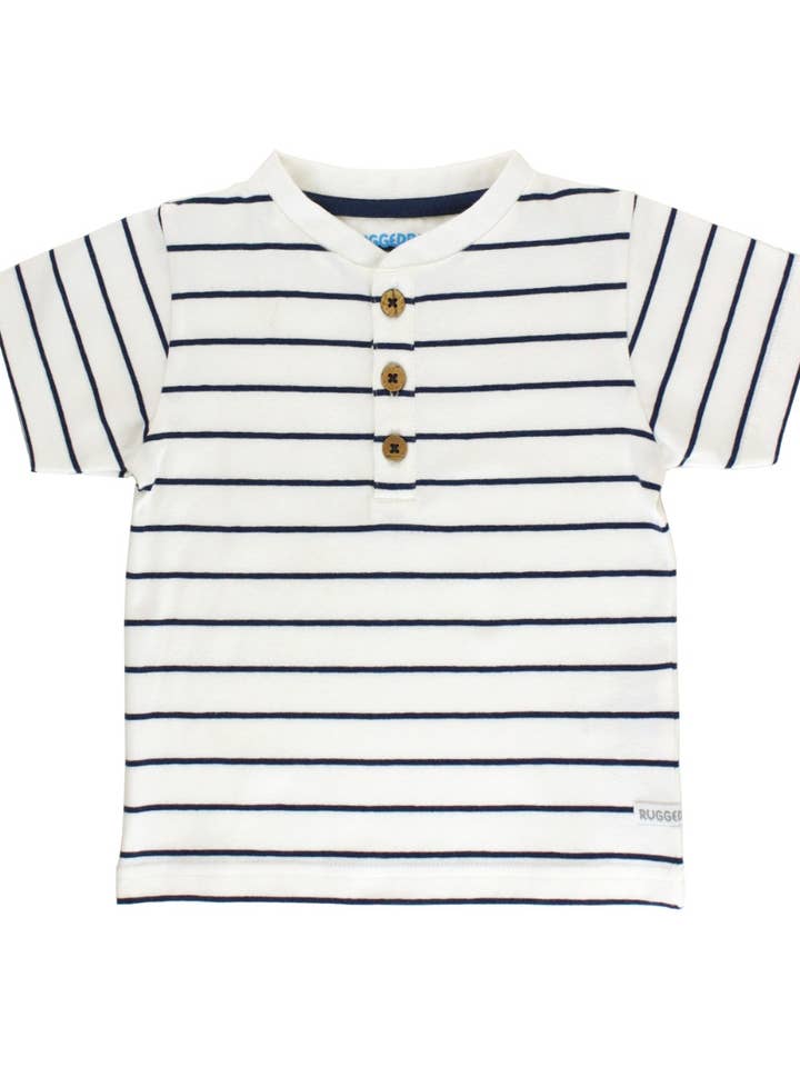 Boys White & Navy Stripe Short Sleeve Henley
for wholesale by RuffleButts + RuggedButts