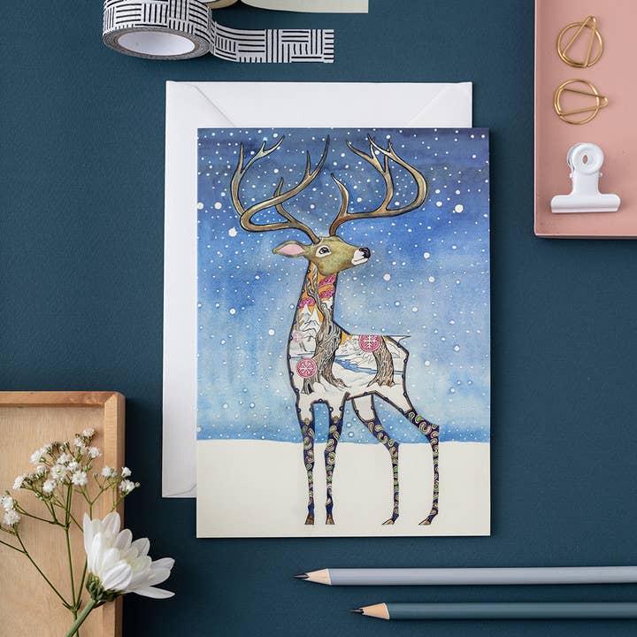 Stag in the Snow Card for wholesale by The DM Collection ( We cover US import Duties)