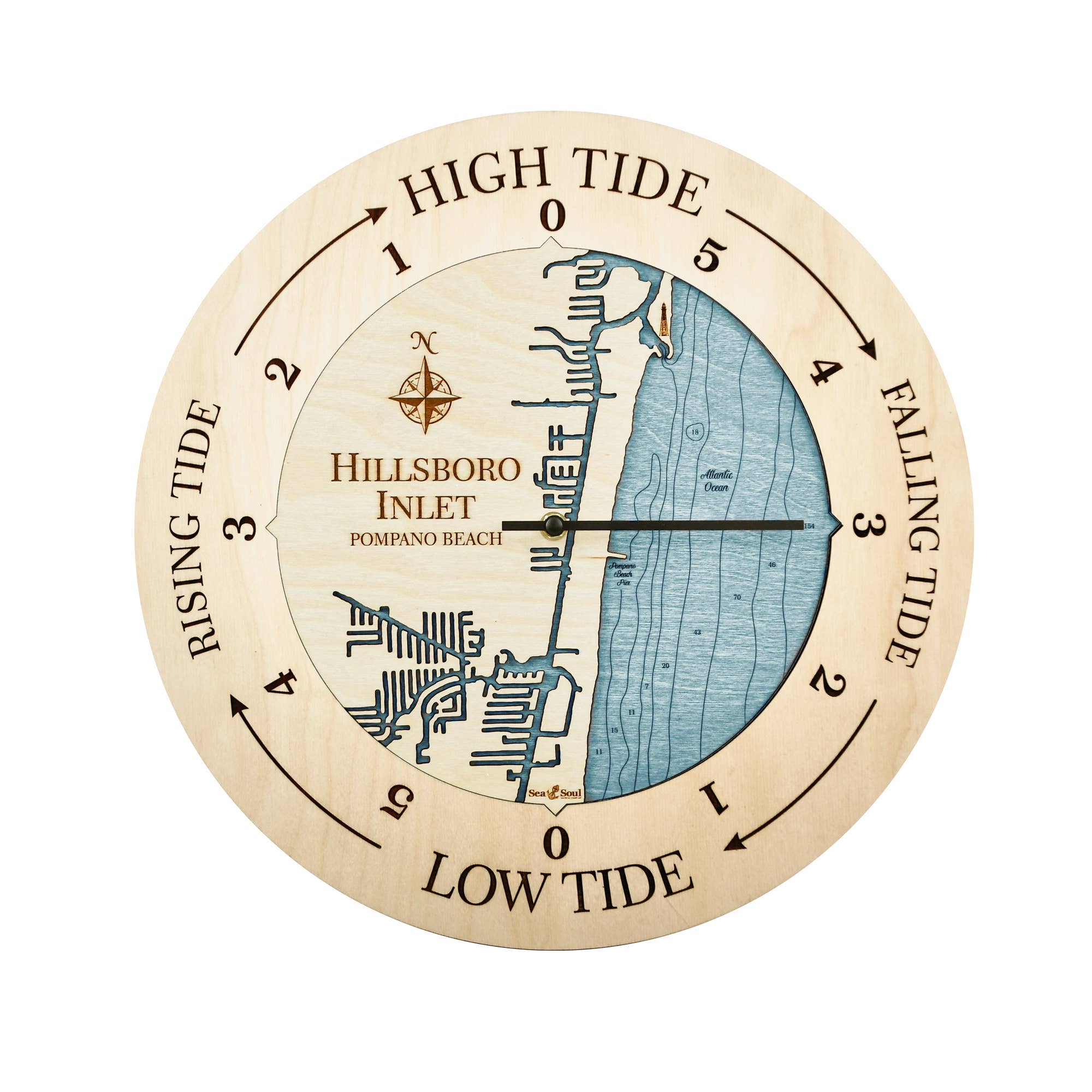 Sea & Soul Nautical Chart Art - Wholesale Wall Clock - Florida East Coast Nautical Chart Tide Clock-Many Locations83
