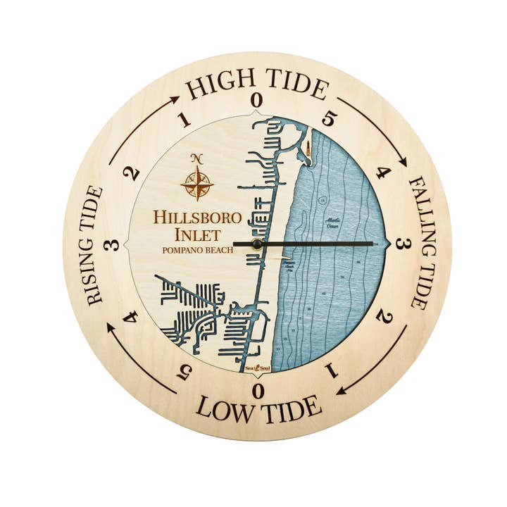 Sea & Soul Nautical Chart Art - Wholesale Wall Clock - Florida East Coast Nautical Chart Tide Clock-Many Locations83