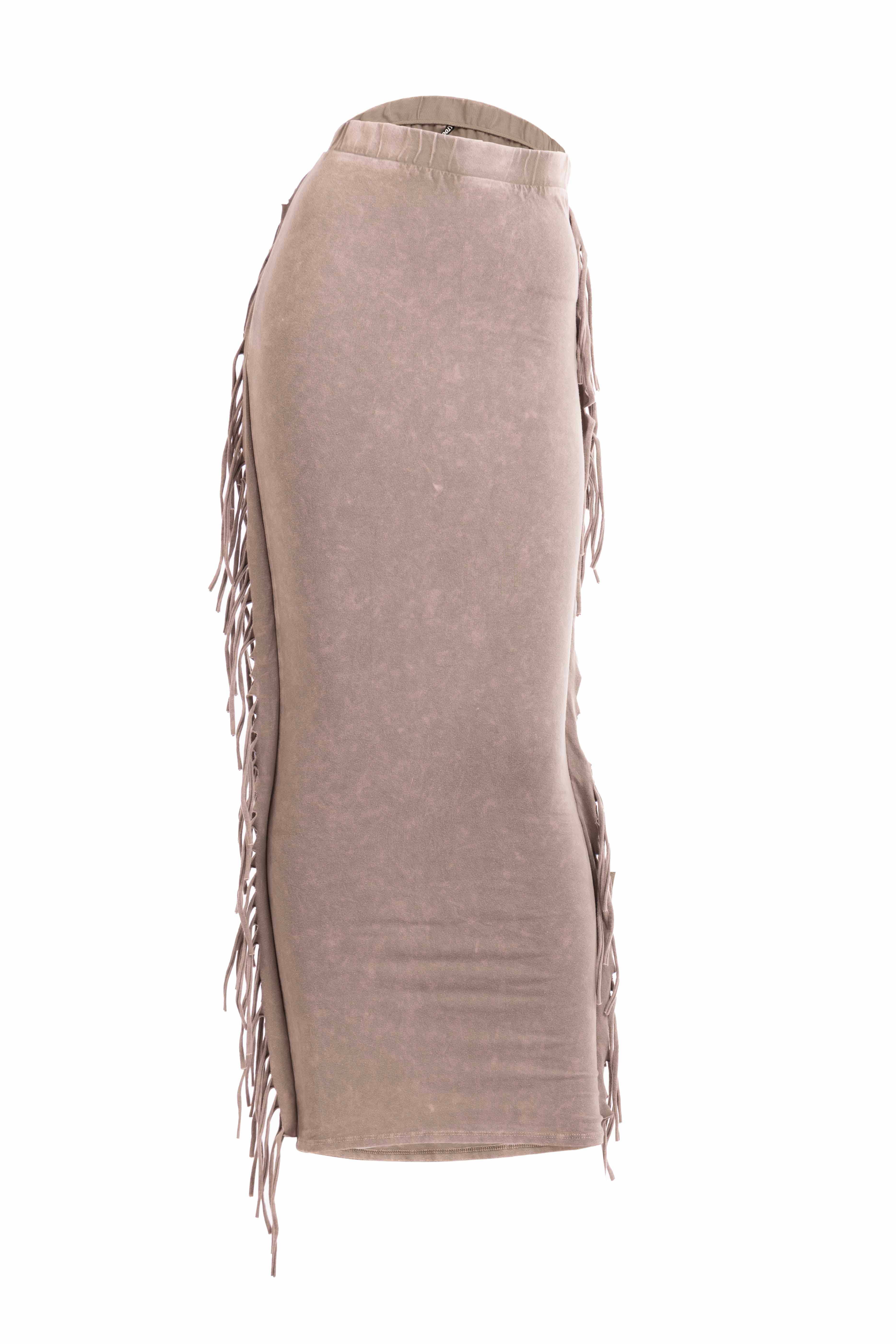 K Too - Vente Jupe – femme - Jupe longue à franges délavées minérales11