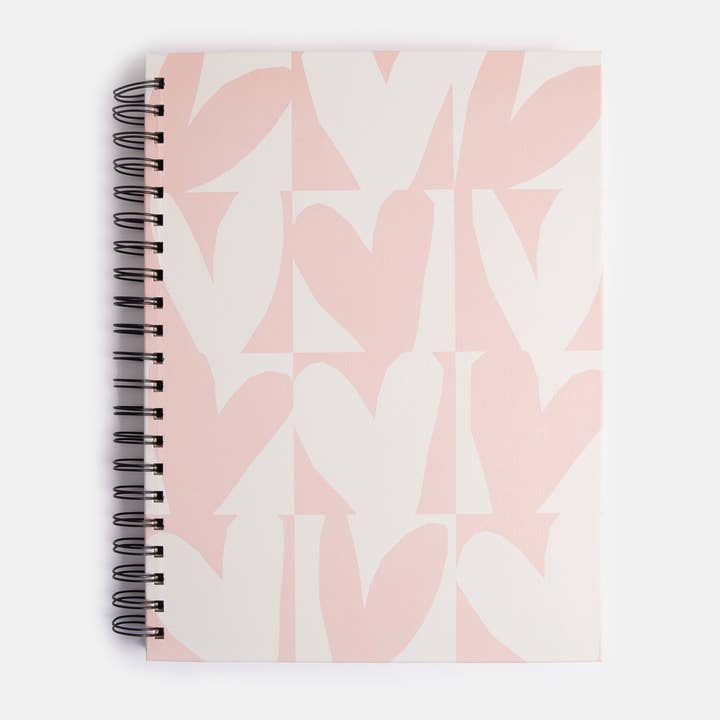 Pink Checkmate Hearts A4 Spiral Bound Notebook for wholesale by Caroline Gardner