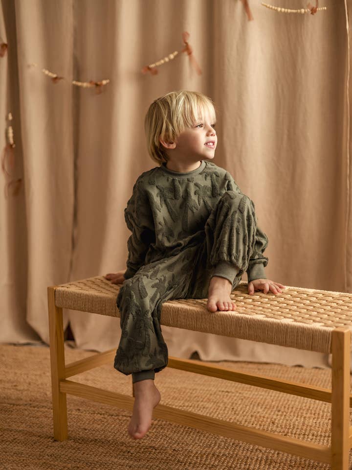 Terry Palms Sweater / Olive for wholesale by PETITE EvelinaApparel