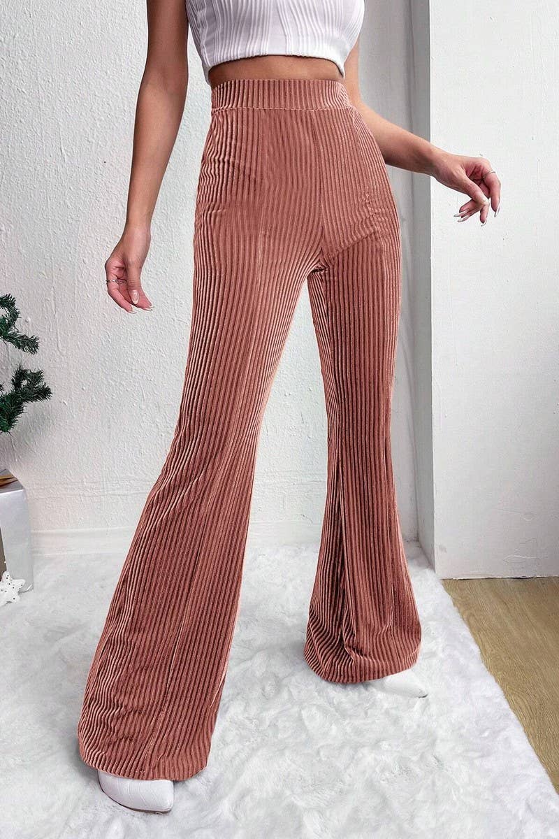 NINEXIS - Wholesale Pants - Women's - CWBLP2056_HIGH WAIST CORDUROY FLARE WIDE LEG SWEATPANTS12