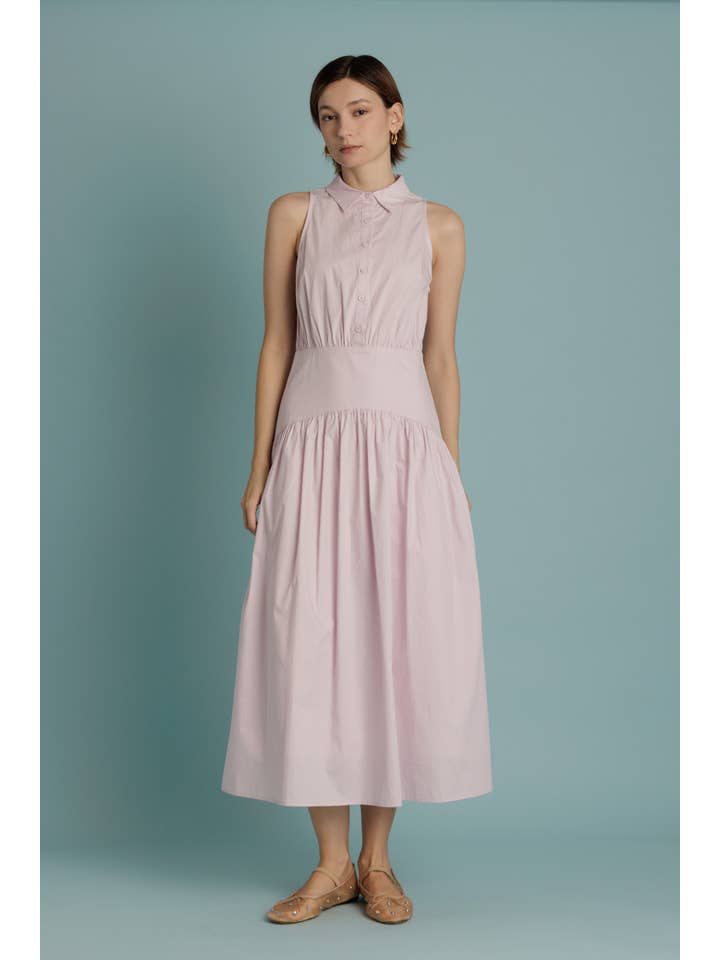 Aureum - Wholesale Dress - Women's - AD2344 - CURVED YOKE MIDI SHIRT DRESS8