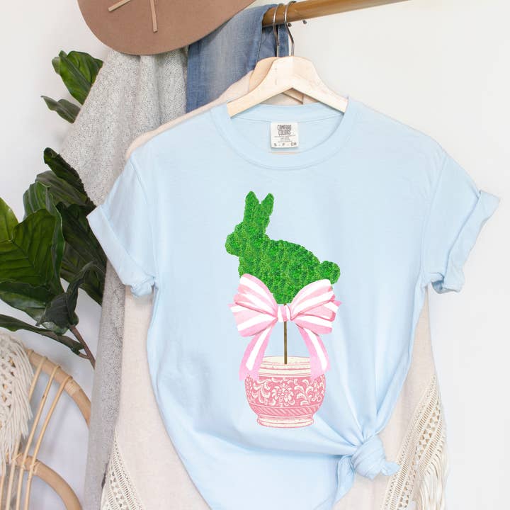 Bunny Topiary Comfort Colors Tee for wholesale by The Luna T Company