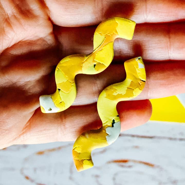 Lauren Likes Art - Wholesale Dangle Earrings - Sunshine Yellow Squiggle Earrings, Squiggly Earring, Handmad