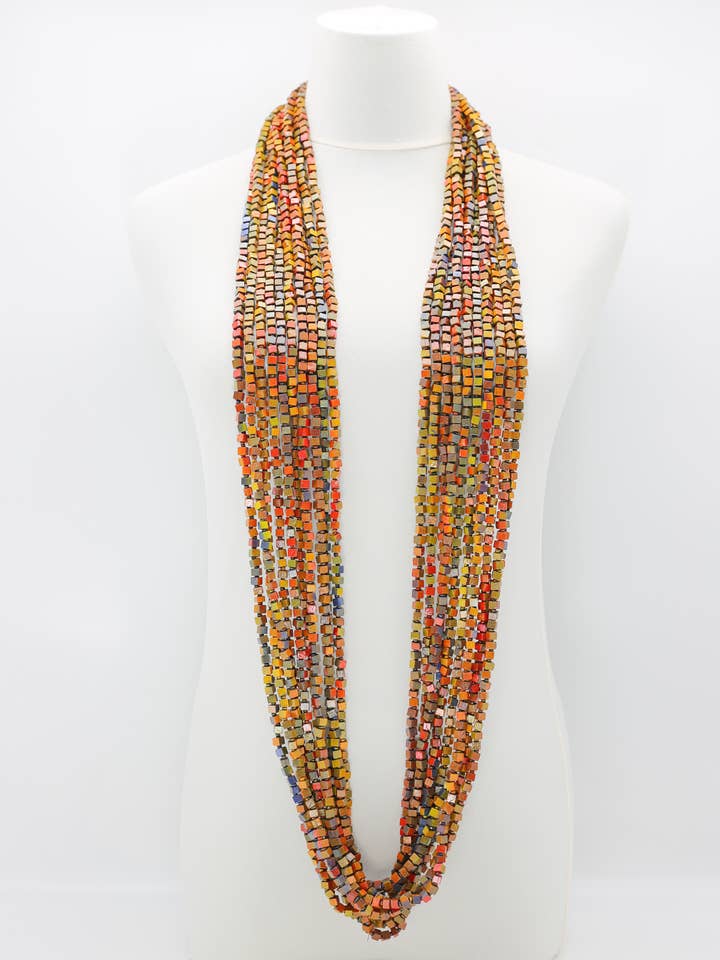 NEXT Pashmina Necklace Wooden Beads - Hand-painted - Gaudi for wholesale by Jianhui London